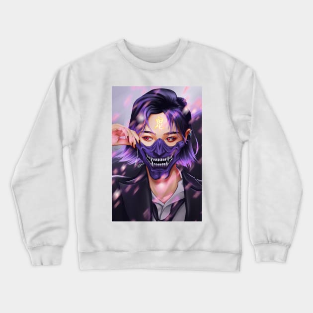 Oni Masked Girl Crewneck Sweatshirt by Soona Creative